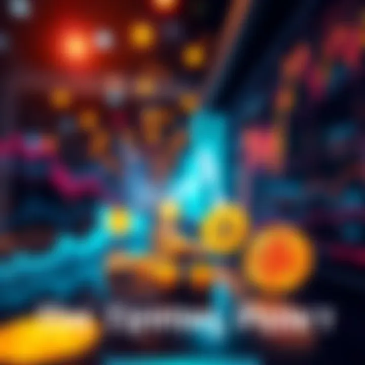 A visual representation of cryptocurrency exchange dynamics with Bitcoin symbols and fluctuating graphs.