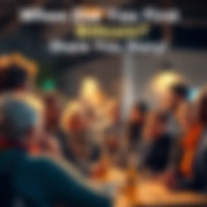 A group of diverse individuals gathered, discussing their first Bitcoin purchases and sharing stories at an informal meetup
