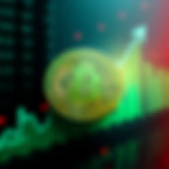 Bitcoin Cash logo surrounded by upward and downward market trend lines, highlighting its stability during a bear market