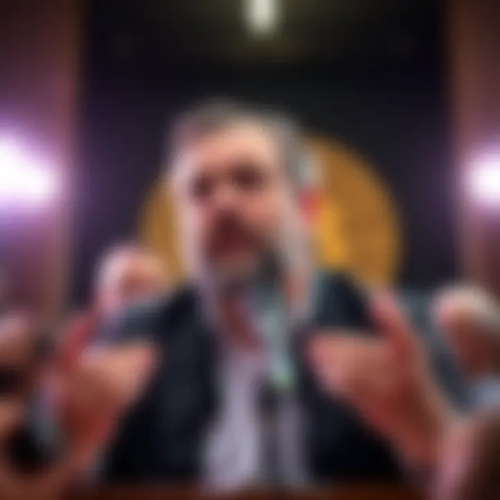 Bitcoin CEO speaking out Bitcoin CEO addresses concerns about market manipulation in a press conference