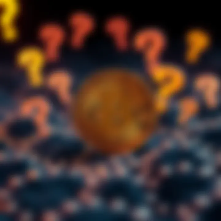 A visual representation of Bitcoin with question marks, illustrating strategic challenges and market uncertainty for the cryptocurrency in 2026.