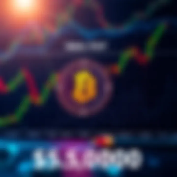 A price chart showing Bitcoin's fluctuating value with a target mark at $50,000, symbolizing investor interest.