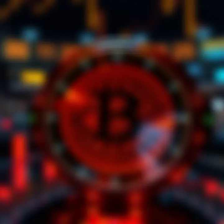 A digital clock displaying the Bitcoin logo and a dollar sign, indicating a financial theme.