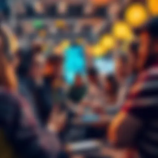 Group of Bitcoin enthusiasts engaging in a lively discussion about market trends and sentiments