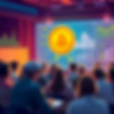 A group of people engaging in a lively discussion about Bitcoin on a user board, showcasing their ideas and opinions.