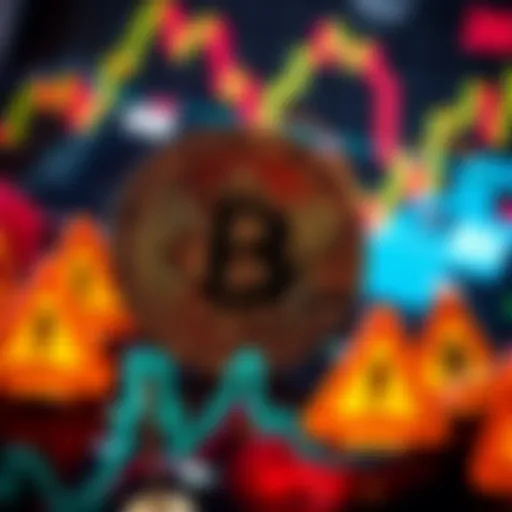 Graphic showing Bitcoin and Exchange-Traded Funds with warning signs indicating rising concerns.