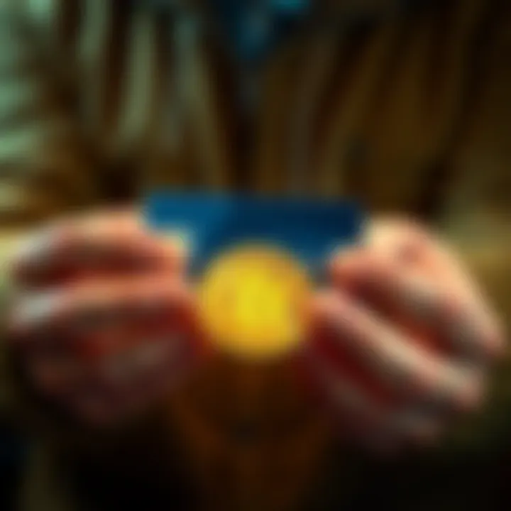 Bitcoin and Credit Card Debt A person holding a credit card and a Bitcoin symbol in their hands, showcasing the idea of investing with debt.