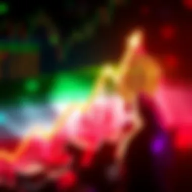 A graphic showing an upward trend in Bitcoin and crypto stock prices with Iran's flag in the background and peace symbols.