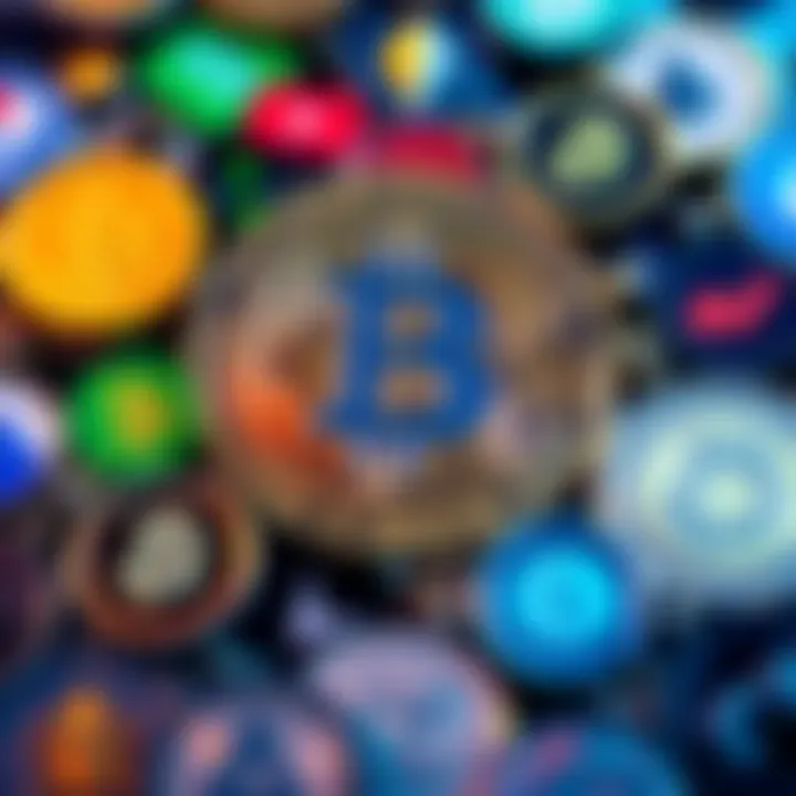 A Bitcoin symbol surrounded by various other cryptocurrency icons, highlighting Bitcoin's position in the digital currency market.