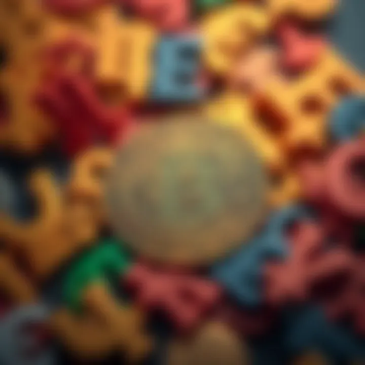 A Bitcoin symbol surrounded by various currency signs like dollar, euro, and yen, representing the concept of Bitcoin as a currency.