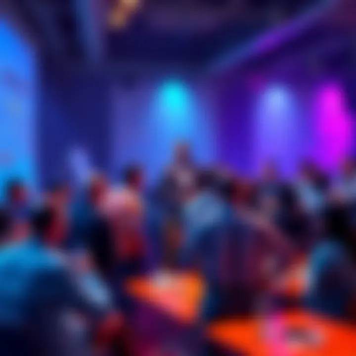 A group of people engaged in a lively discussion about Bitcoin in a forum setting, sharing ideas and asking questions.