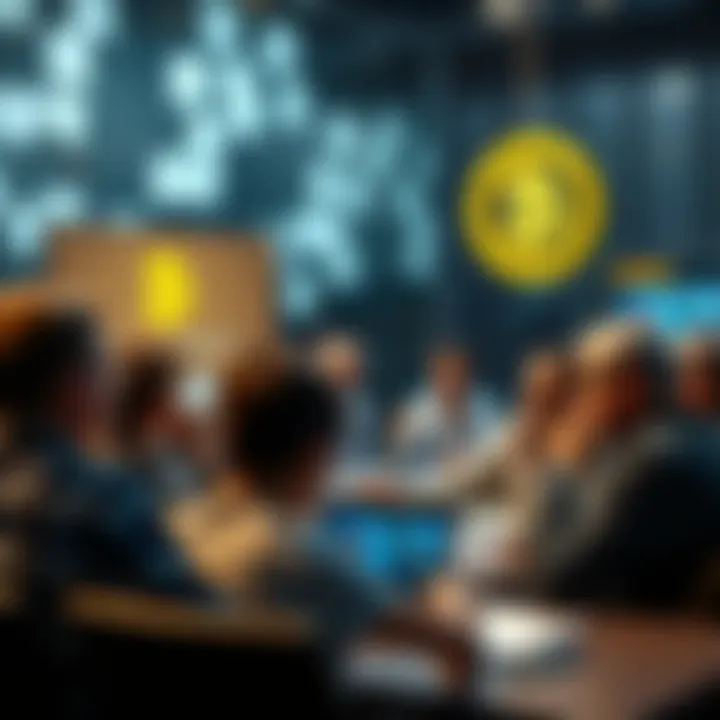 Bitcoin discussion forum A group of people chatting about Bitcoin in a lively online forum setting