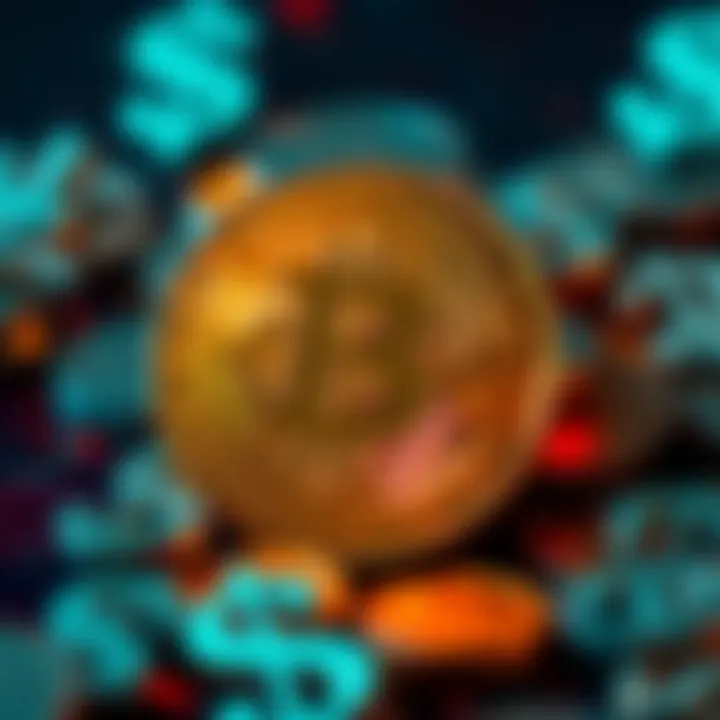 A visual representation of Bitcoin alongside dollar signs, symbolizing the crypto market and financial investment.
