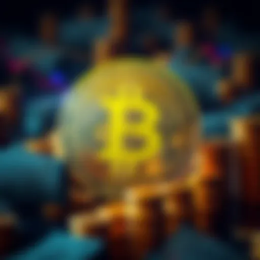 A visual representation of Bitcoin and dollar symbols intertwined, showcasing the contrast between cryptocurrency and fiat currency values.