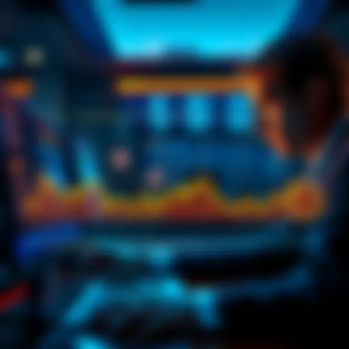 A graph showing a downward trend in Bitcoin prices, with frustrated investors looking at their screens