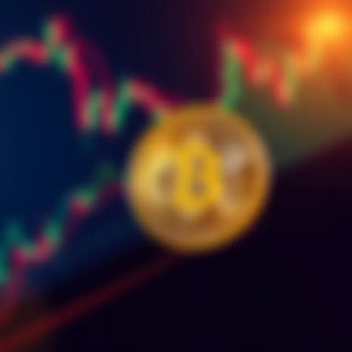 A Bitcoin coin is shown against a graph indicating its value fluctuations, symbolizing its role in today's economy.