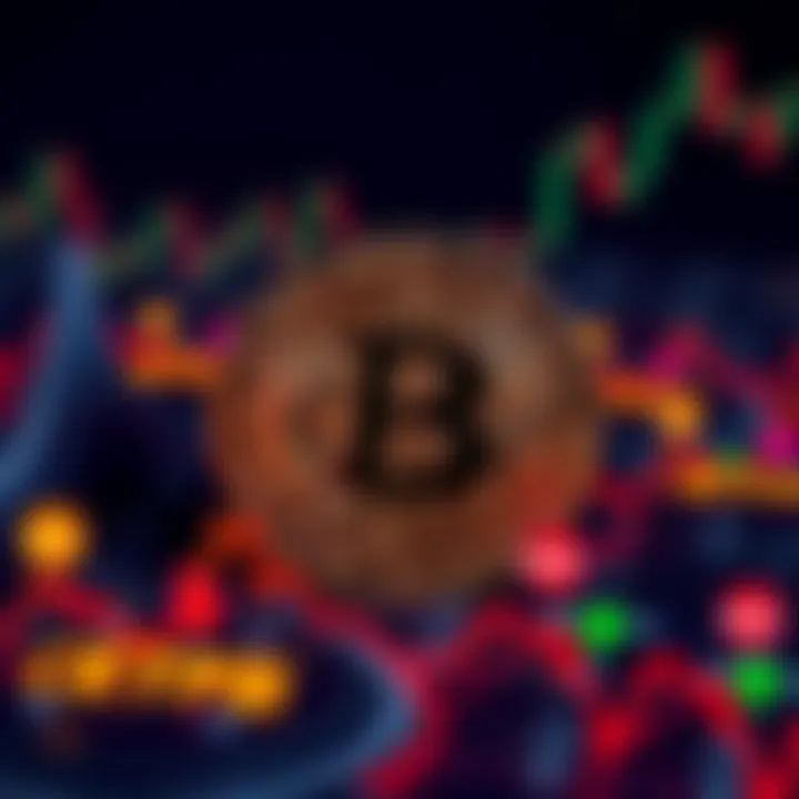 Visual representation of Bitcoin with symbols of ETFs around it, illustrating market activity.