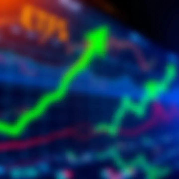 A graph showing positive growth trends in Bitcoin ETFs with green upward arrows symbolizing net inflows.