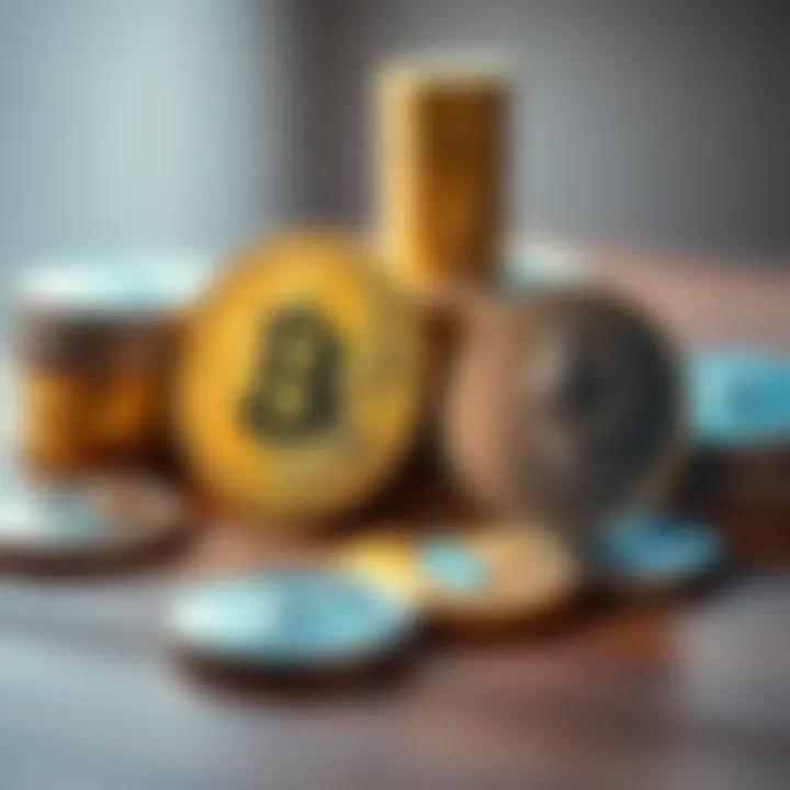 A close-up of physical Bitcoin and Ethereum coins on a wooden table, representing investment options.