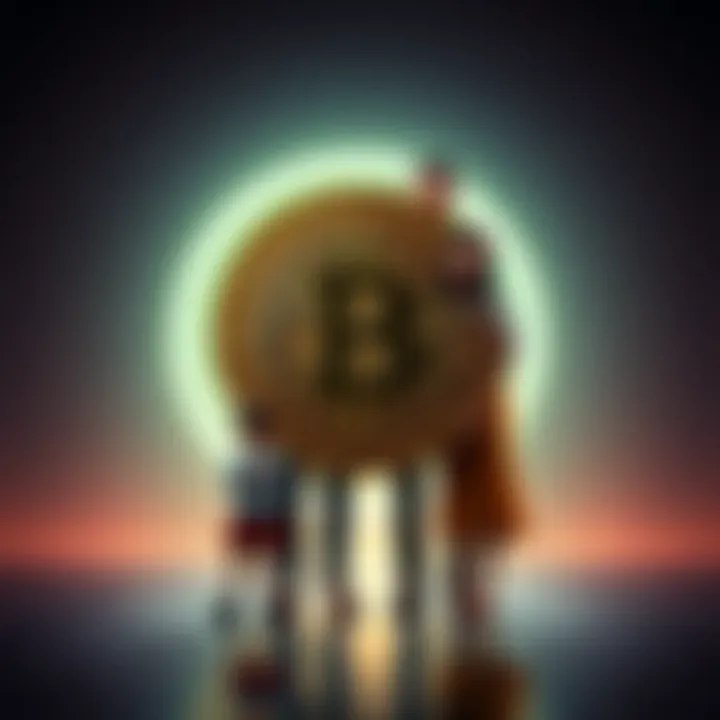 Bitcoin Symbol with Family A family standing together, holding a Bitcoin symbol, representing economic sovereignty amidst inflation.