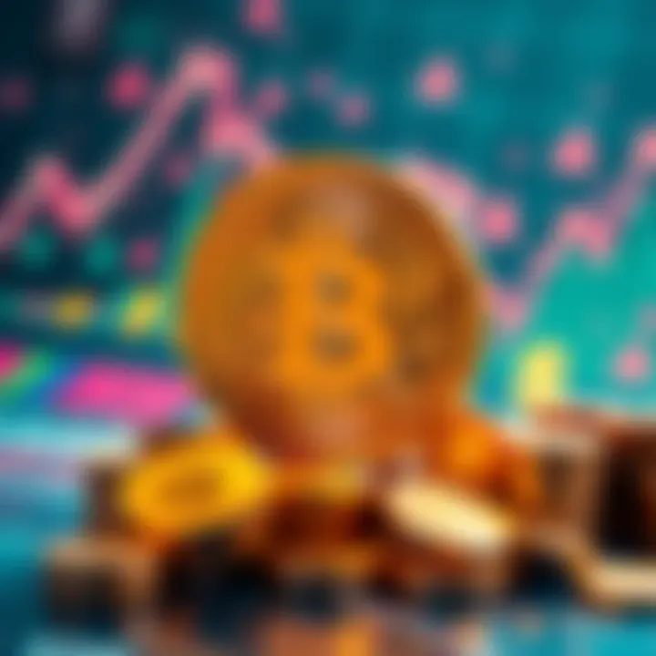 A visual representation of Bitcoin surrounded by financial symbols like charts, graphs, and dollar signs, reflecting its influence in financial discussions.