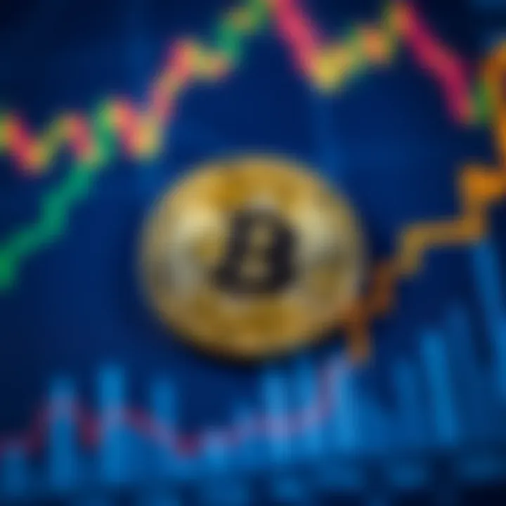 Bitcoin coin on a financial chart A Bitcoin coin placed on a financial chart showcasing upward trends, symbolizing investment growth.