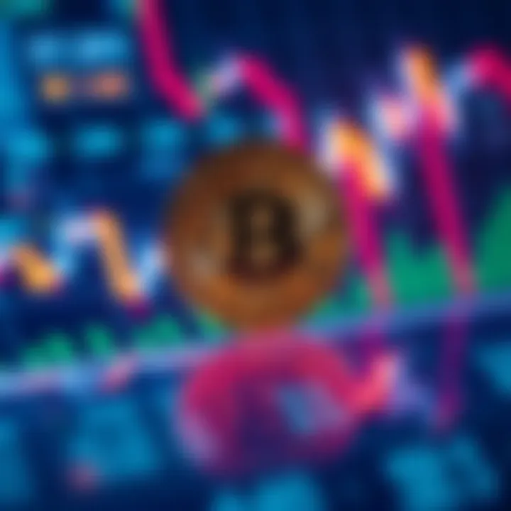 A Bitcoin symbol placed against a rising financial graph, illustrating the relationship between cryptocurrency and economic stability.