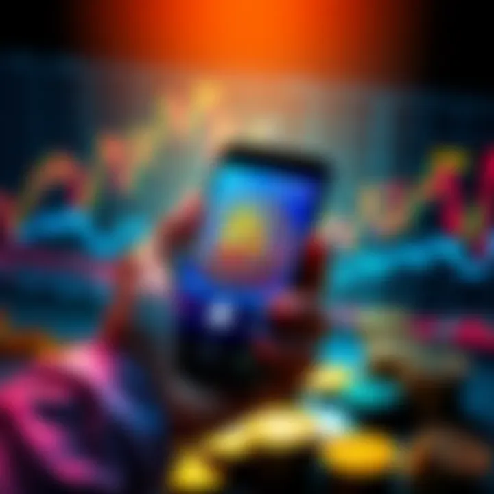 Bitcoin as a financial tool A person holding a smartphone displaying Bitcoin on the screen, surrounded by financial charts and coins, symbolizing financial resilience in 2026.
