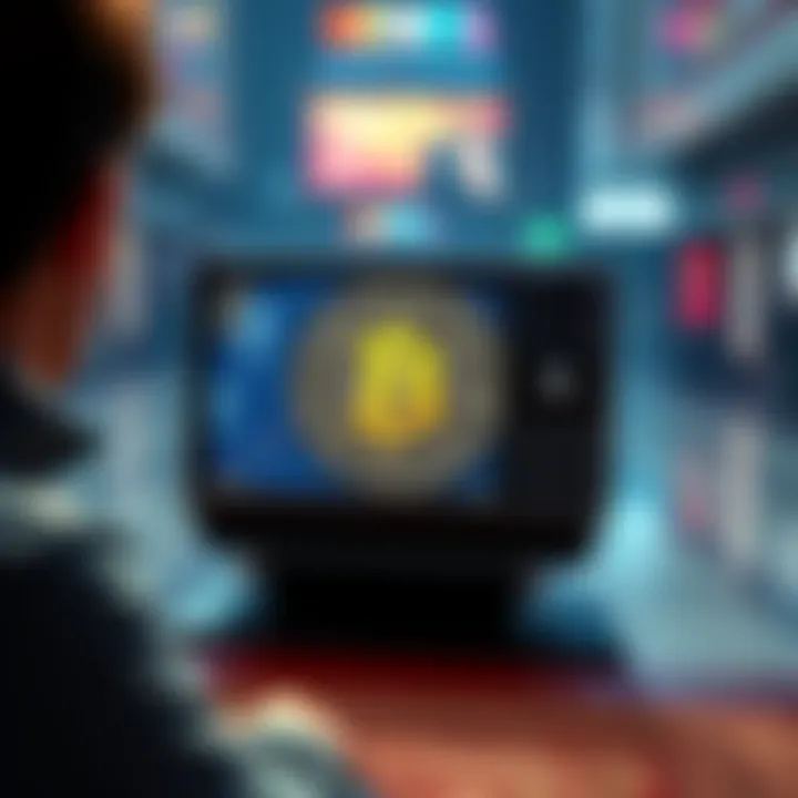 A historic moment showcasing Bitcoin's debut on television, capturing the essence of cryptocurrency's rise.