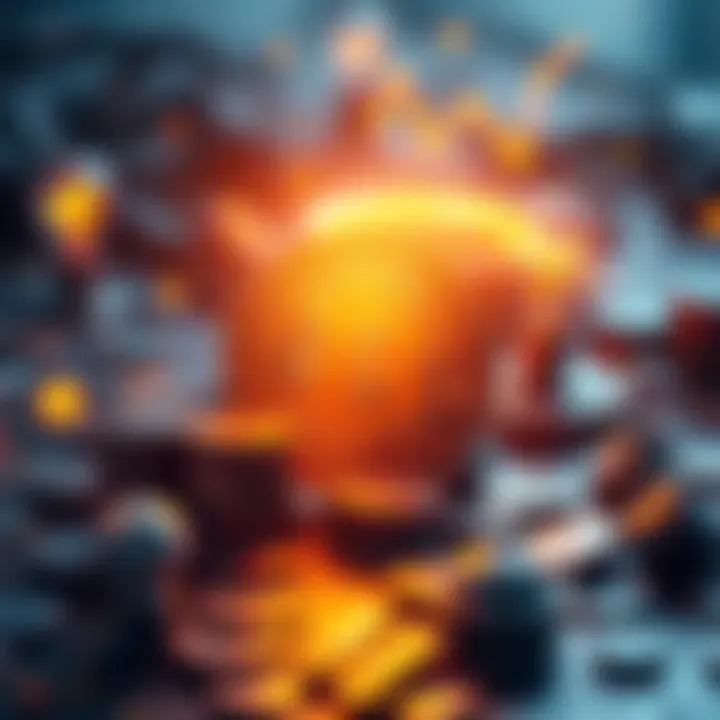 A visual representation of Bitcoin with symbols of new ideas, such as coins and light bulbs, indicating innovation and change in cryptocurrency.