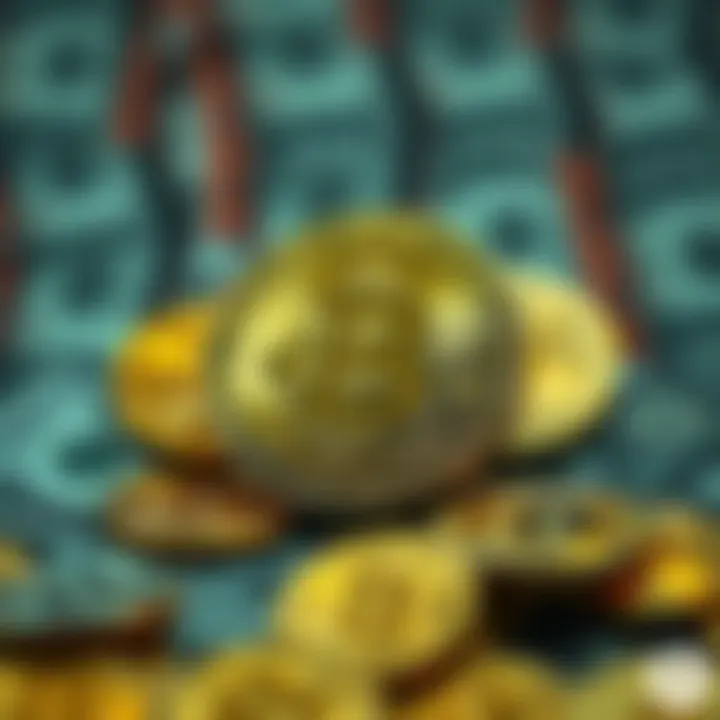 A visual representation of Bitcoin coins with a digital currency background, symbolizing its role in the future of finance.
