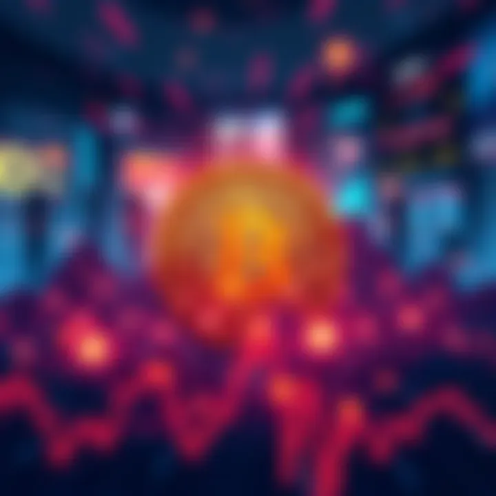 Conceptual illustration of Bitcoin diverging from global market trends