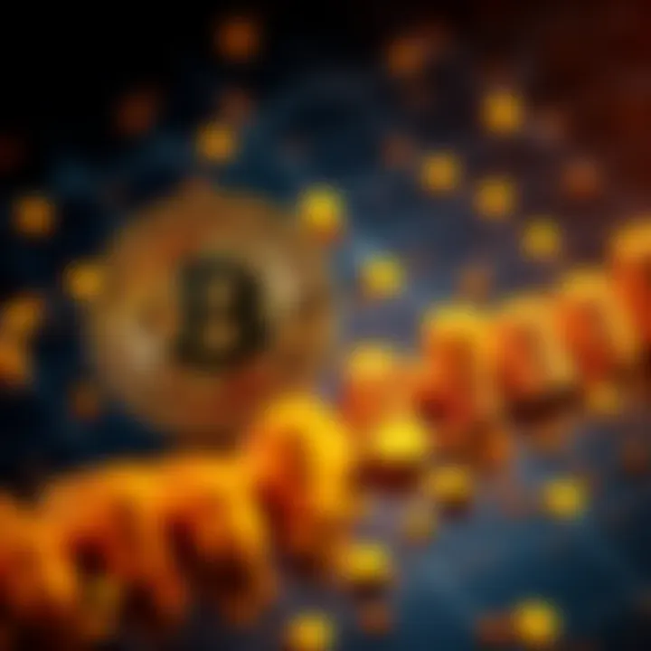 A visual comparison between Bitcoin's declining value and the rising value of gold, showing their respective trends on a graph.