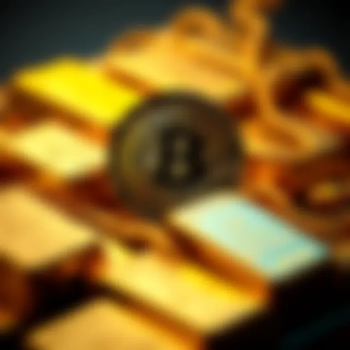 A visual representation of Bitcoin alongside gold bars, highlighting digital and traditional asset investment.