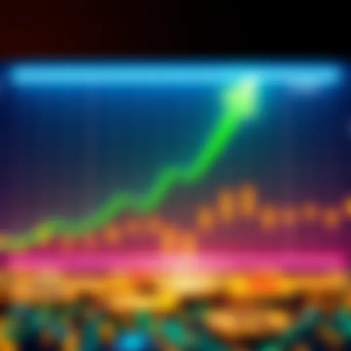 Bitcoin Growth Chart A chart showing the upward trend of Bitcoin prices over three years, with a green arrow indicating growth, symbolizing profit for long-term holders.