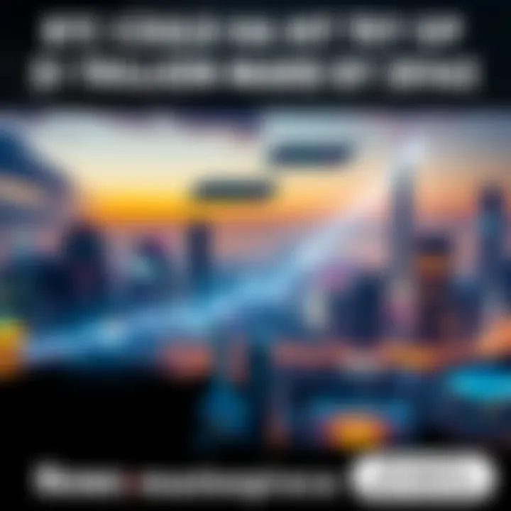 Bitcoin Growth Concept Graph showing Bitcoin's market growth with a futuristic skyline in the background