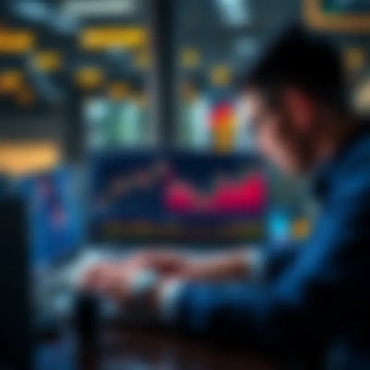 A person studies a Bitcoin chart on a laptop, showing rising trends and market interest.