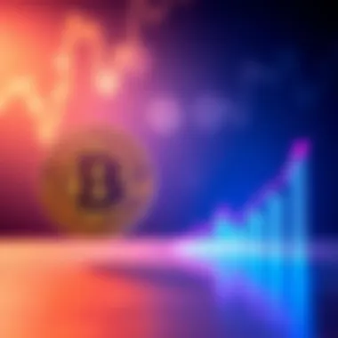 A visual representation of Bitcoin and Hedera logos with market trend arrows showing sentiment changes over four months