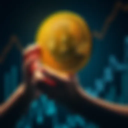 Bitcoin holder with a determined mindset A person holding a Bitcoin symbol, looking confident about their decision not to sell, surrounded by rising graph lines representing value increase