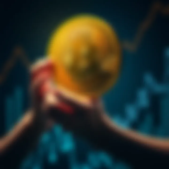 Bitcoin holder with a determined mindset A person holding a Bitcoin symbol, looking confident about their decision not to sell, surrounded by rising graph lines representing value increase