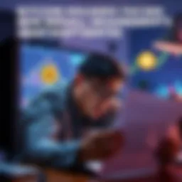 A worried Bitcoin holder looking at financial documents and a computer screen with Bitcoin graphics, reflecting concerns about new reporting rules.