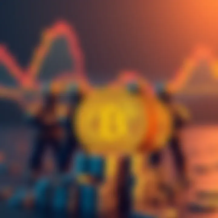 Bitcoin Holders with Unmoving Coins Group of Bitcoin holders standing together with their coins, showing an unwillingness to sell, symbolizing market stability and unchanged values.