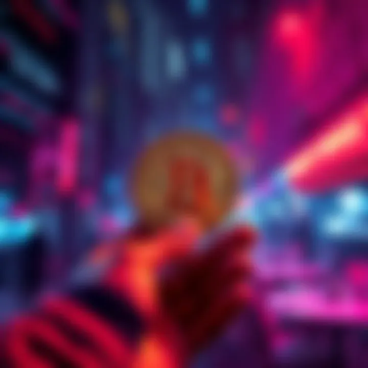 A person holding a Bitcoin while others are using digital currencies, showing contrast in utility