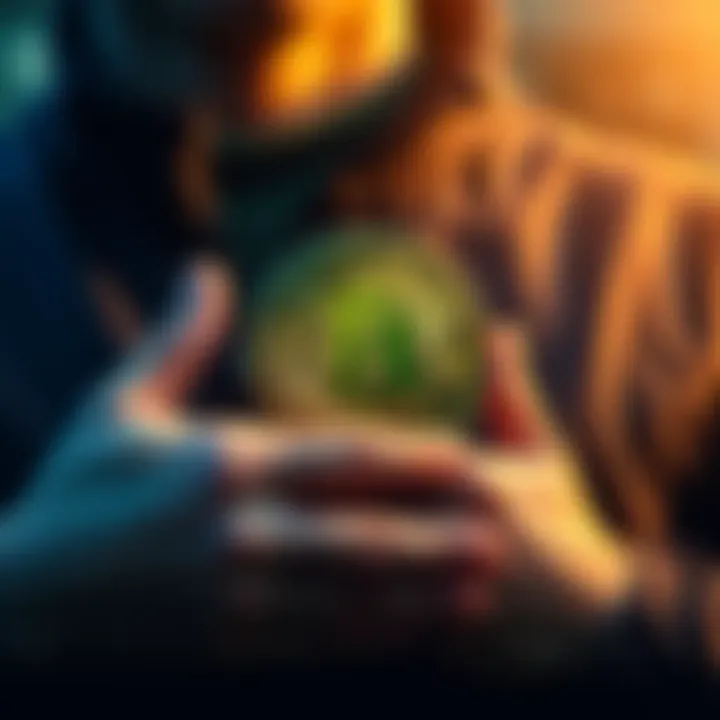 A person holding a Bitcoin symbol close to their heart, symbolizing patience and long-term commitment to investment.