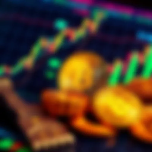 A visual representation of Bitcoin coins beside stock market charts, symbolizing Bitcoin ownership through ETFs.