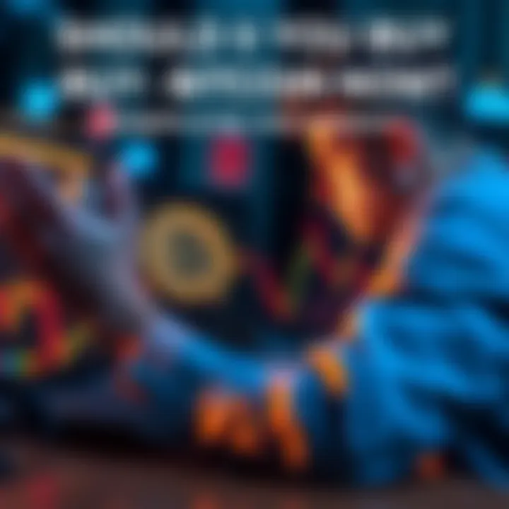 A person looking at a Bitcoin chart on a laptop, contemplating an investment decision.