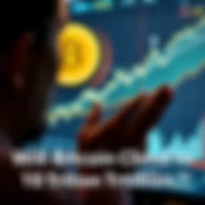Bitcoin Investment A person looking at a rising Bitcoin graph on a digital screen, reflecting hope and uncertainty in the market.