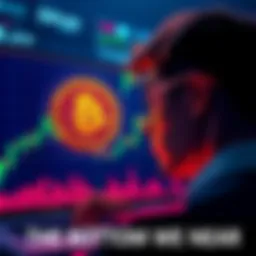 A person looking at a Bitcoin chart showing low prices, symbolizing a buying opportunity.