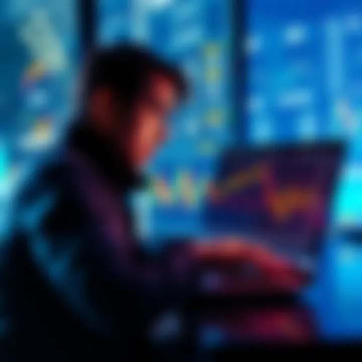 A person looking at a Bitcoin chart on a laptop, considering investment options.