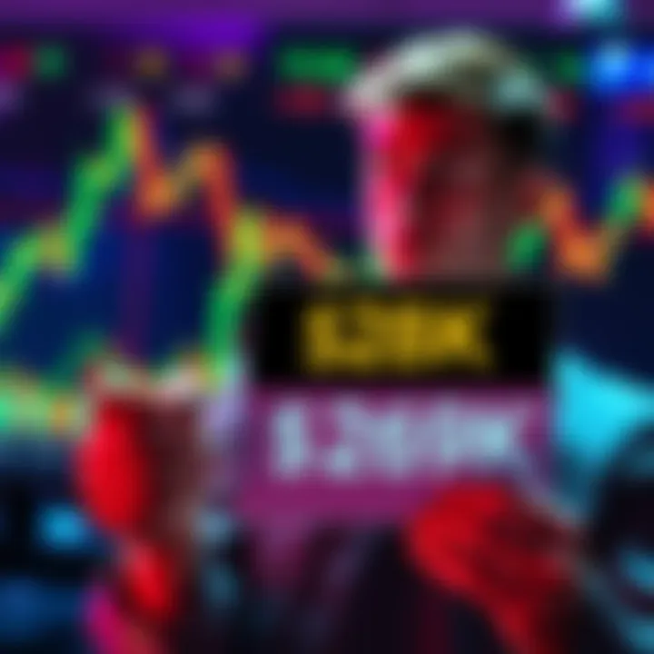 A person looking at a chart showing Bitcoin price fluctuations, holding a sign with $28K investment at $69K, expressing confidence in long-term gains.